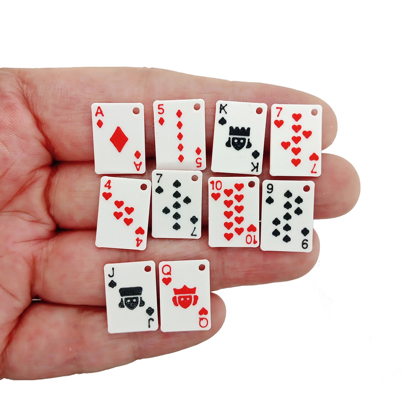 Tiny Playing Card Charms, Full Deck of 52 pcs, 5/8 inch tall, Adorabilities